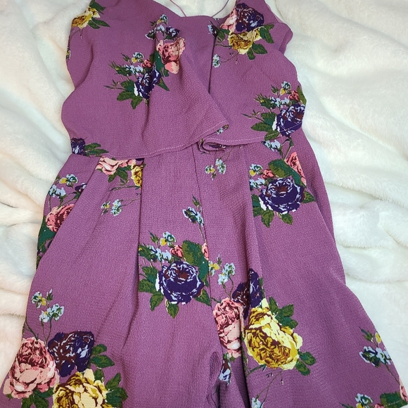 Love at First Sight Pants - Purple Floral Romper - Love at First Sight - Med
